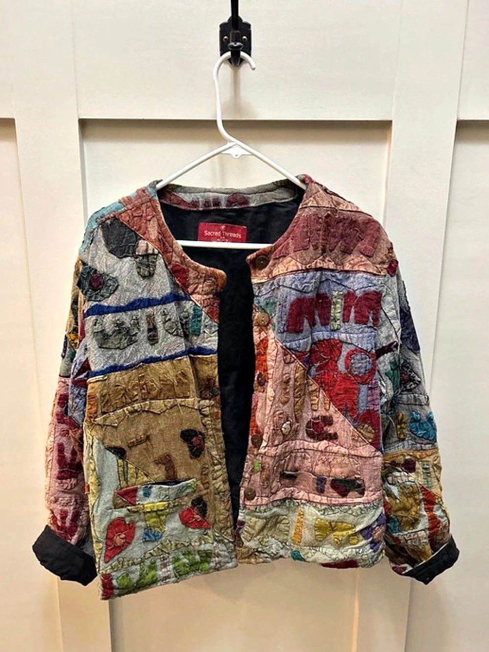 Sacred Threads Multicolor Appliqué Jacket Size Small Like New